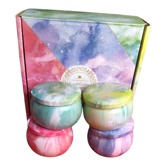 4 Pc. Decorative Scented Gift Box Ready Candle Set With Decorative Holders NWT - Picture 3 of 8